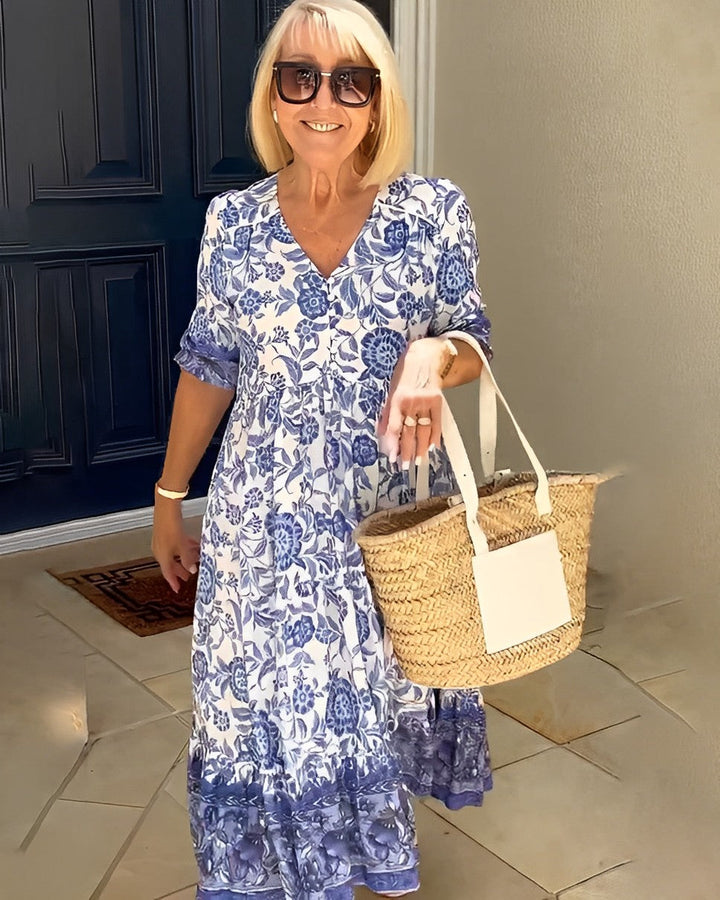 Tallis | Vestido Floral con Escote en V Elegante
