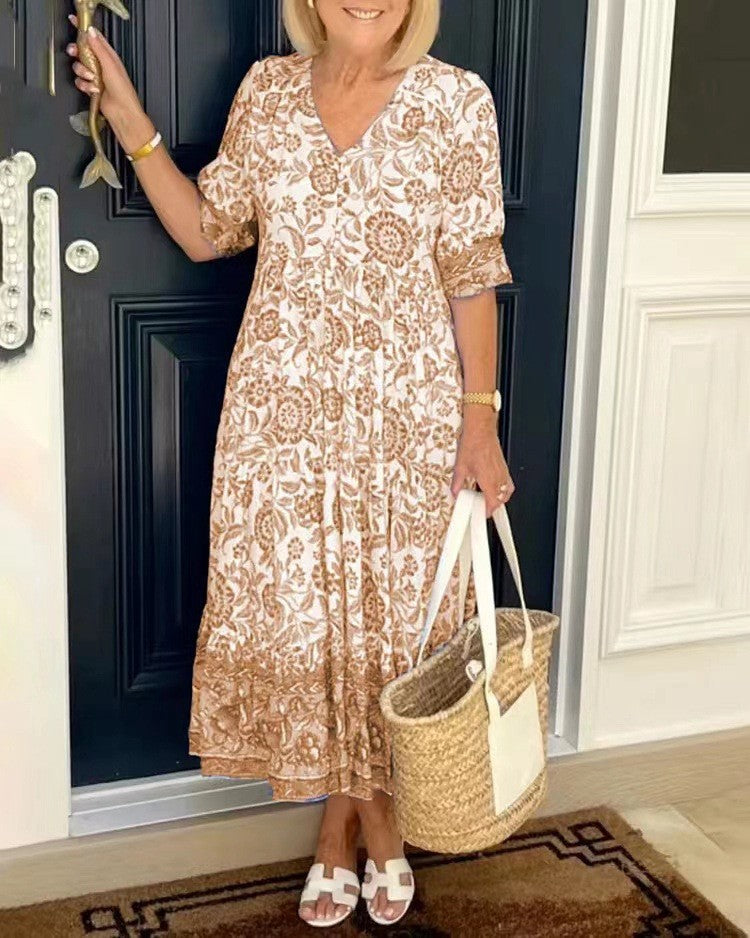 Tallis | Vestido Floral con Escote en V Elegante