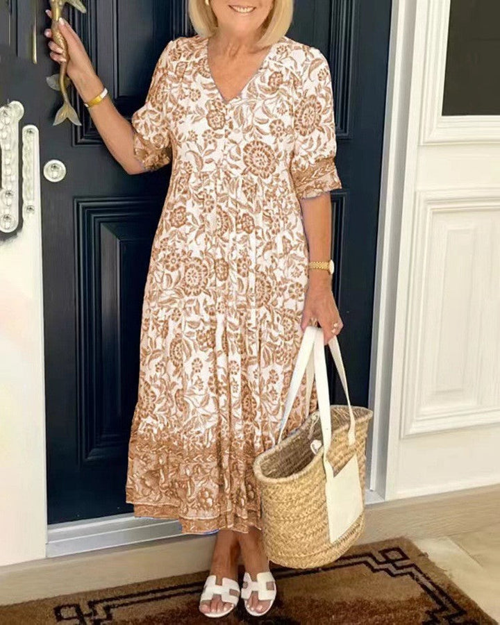 Tallis | Vestido Floral con Escote en V Elegante