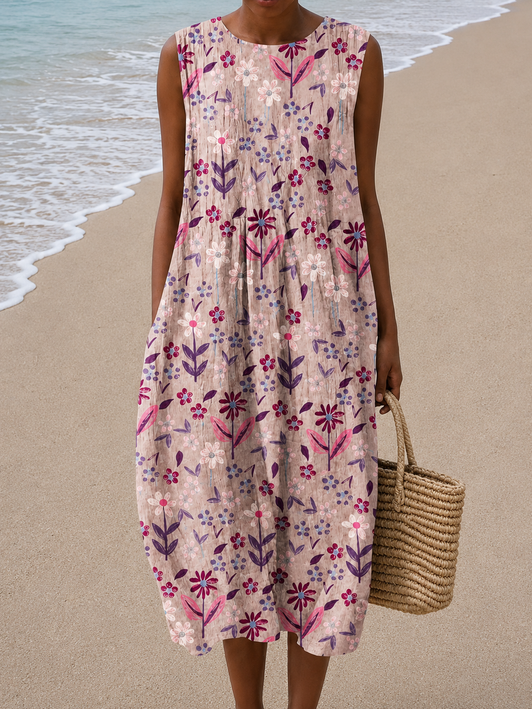 Abigail - Vestido Midi Sin Mangas de Corte Relajado para Mujeres