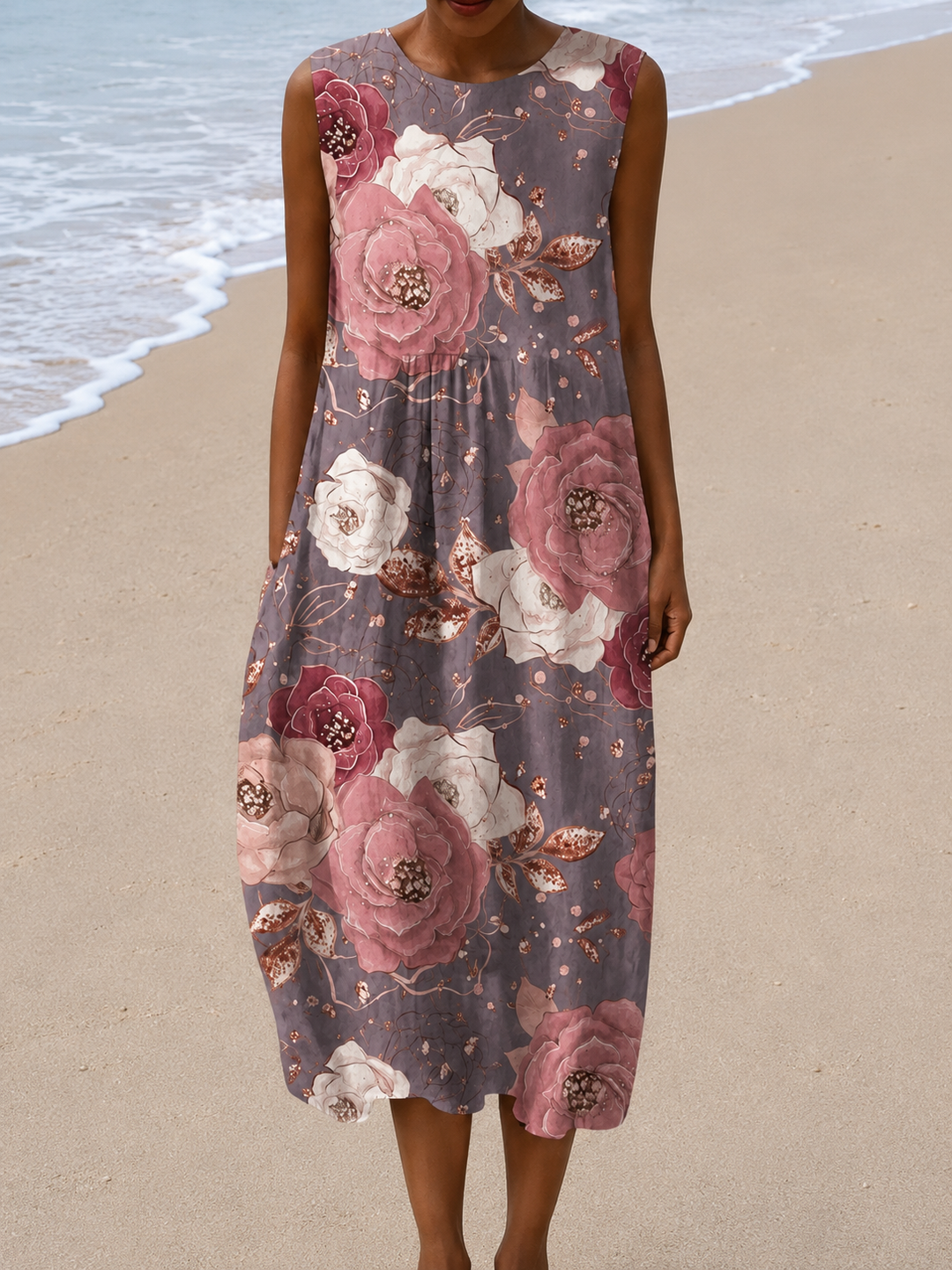 Victoria - Vestido Midi Sin Mangas de Corte Relajado para Mujeres