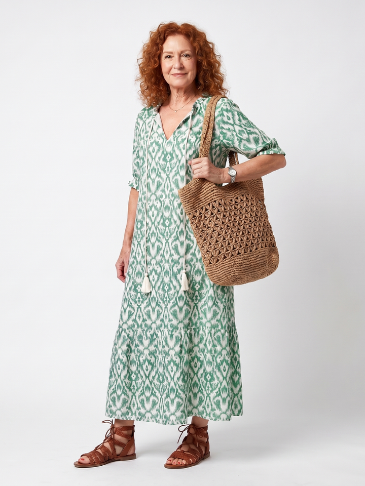 Ilara | Vestido Midi con Escote en V y Borlas