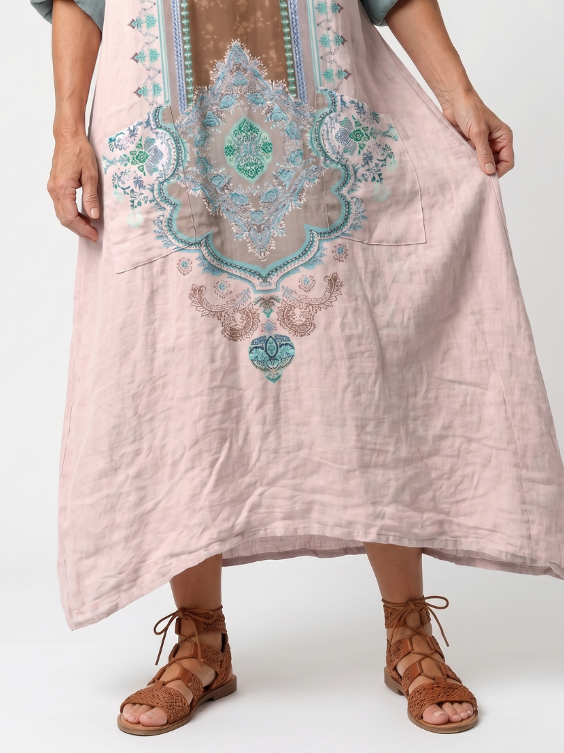 Kenza | Vestido Midi Relaxed con Paneles de Diseño y Bolsillos