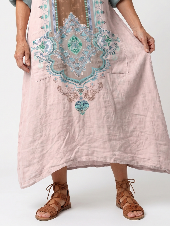 Kenza | Vestido Midi Relaxed con Paneles de Diseño y Bolsillos