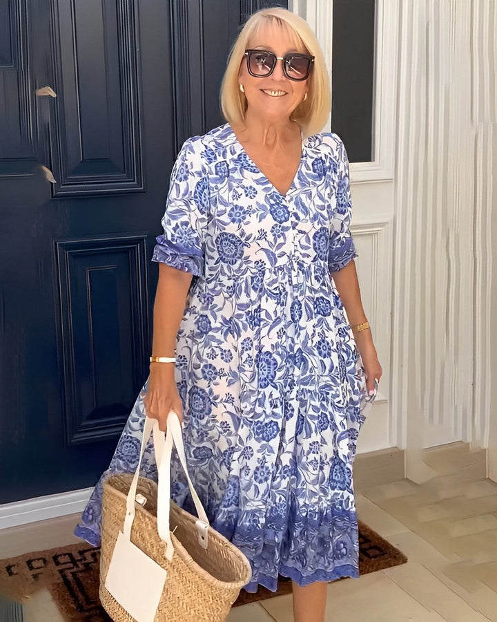 Tallis | Vestido Floral con Escote en V Elegante