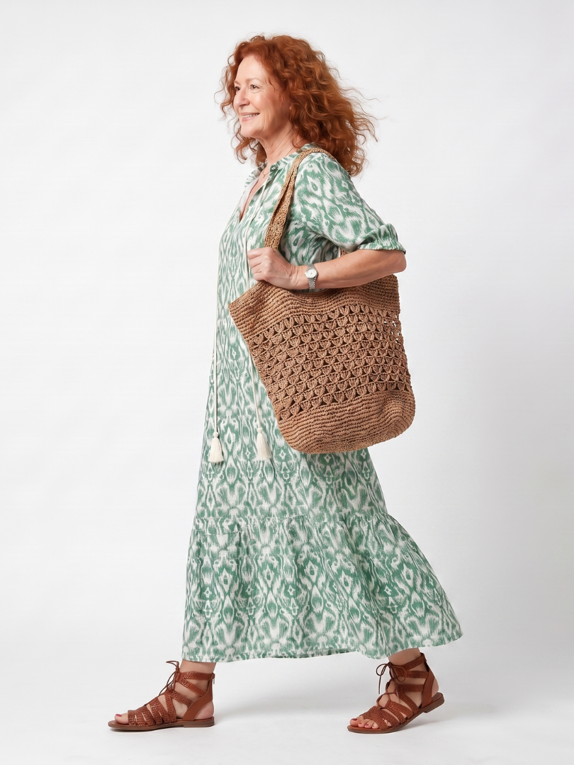 Ilara | Vestido Midi con Escote en V y Borlas