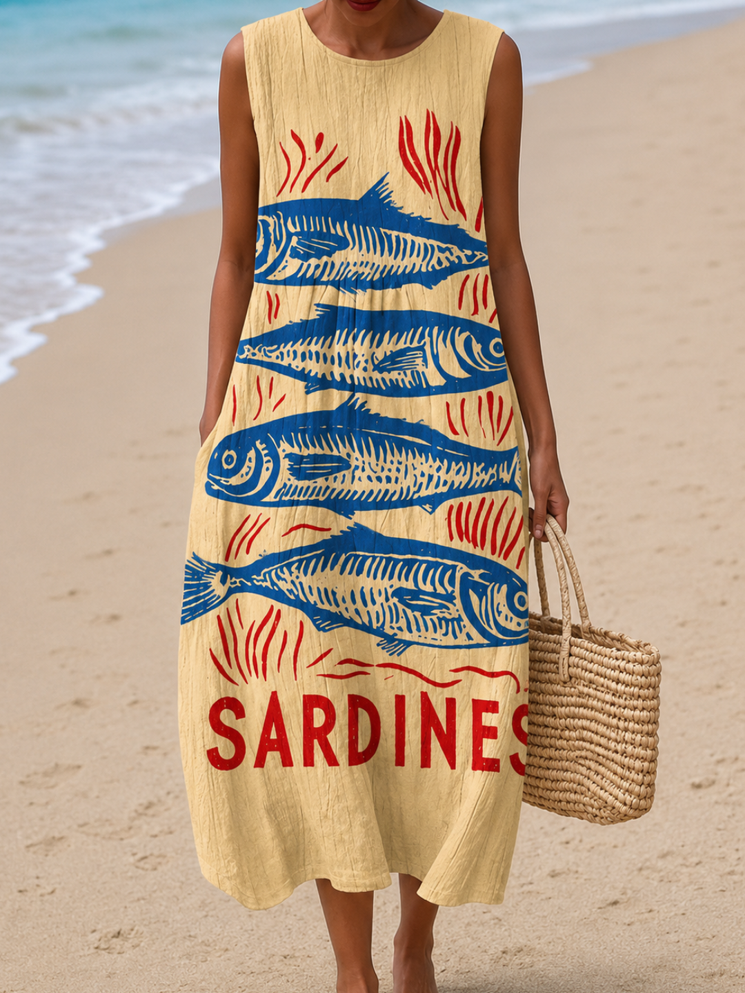Katherine - Vestido Midi Sin Mangas de Corte Relajado para Mujeres
