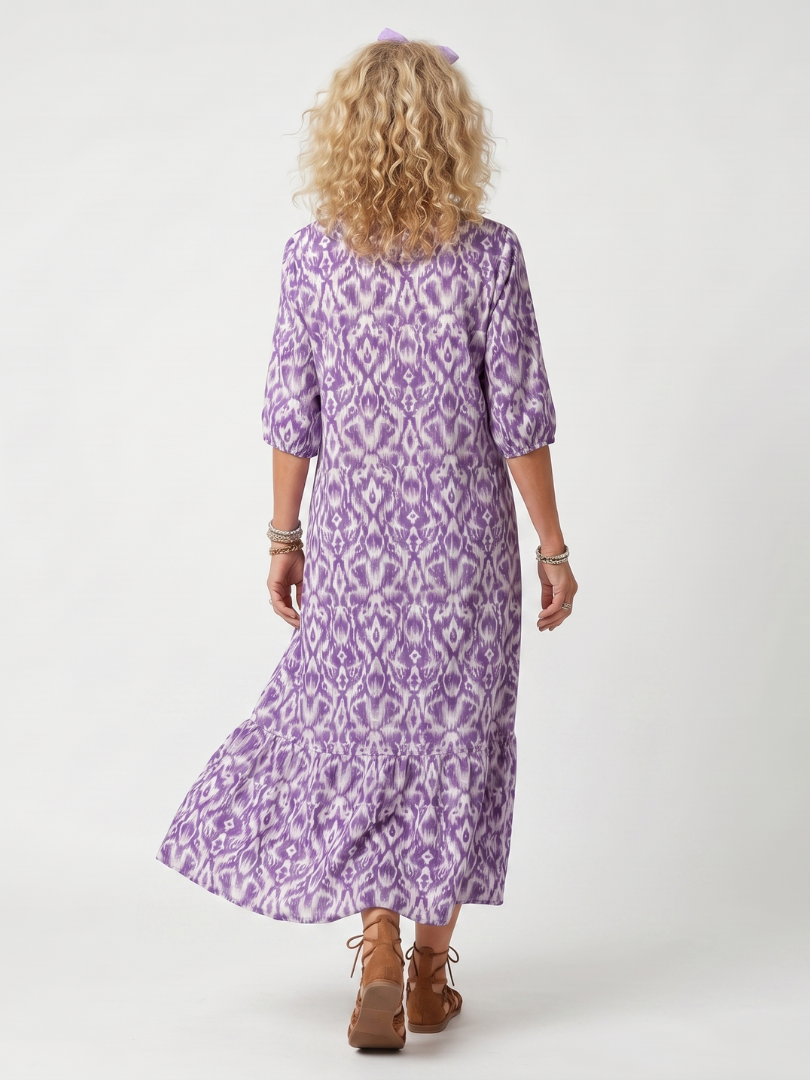 Penélope | Vestido midi con flecos estampado
