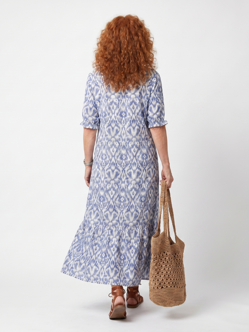 Ottoline | Vestido Midi Impreso con Detalle de Cierre de Borlas