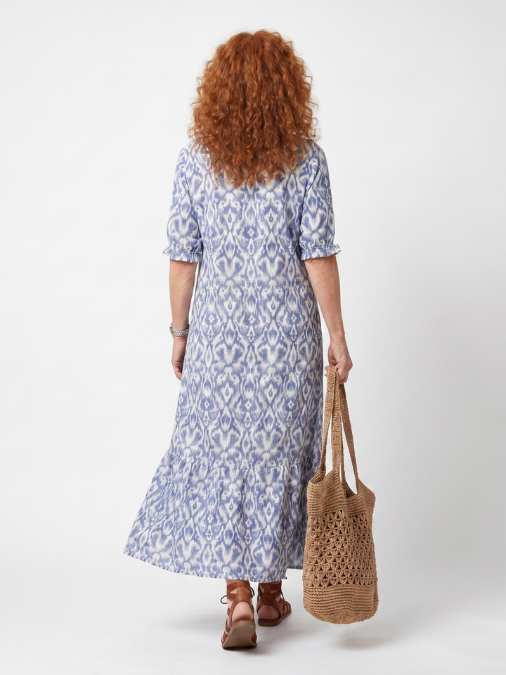 Ottoline | Vestido Midi Impreso con Detalle de Cierre de Borlas