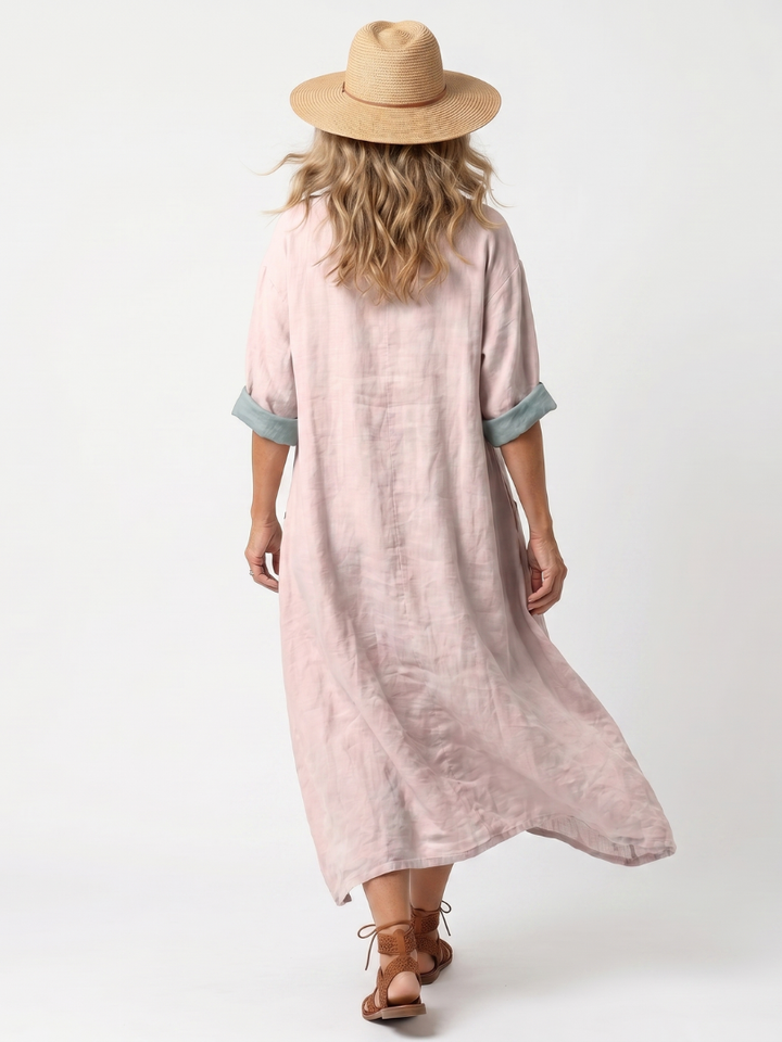 Kenza | Vestido Midi Relaxed con Paneles de Diseño y Bolsillos