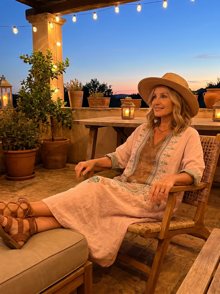 Kenza | Vestido Midi Relaxed con Paneles de Diseño y Bolsillos