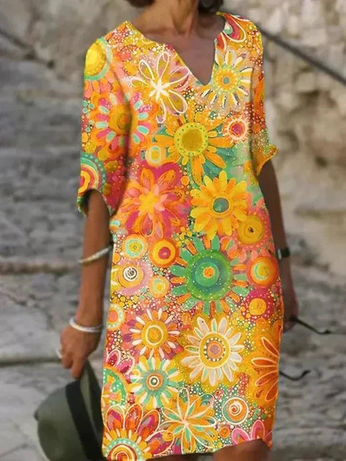 Leila | Vestido Midi Floral Vibrante