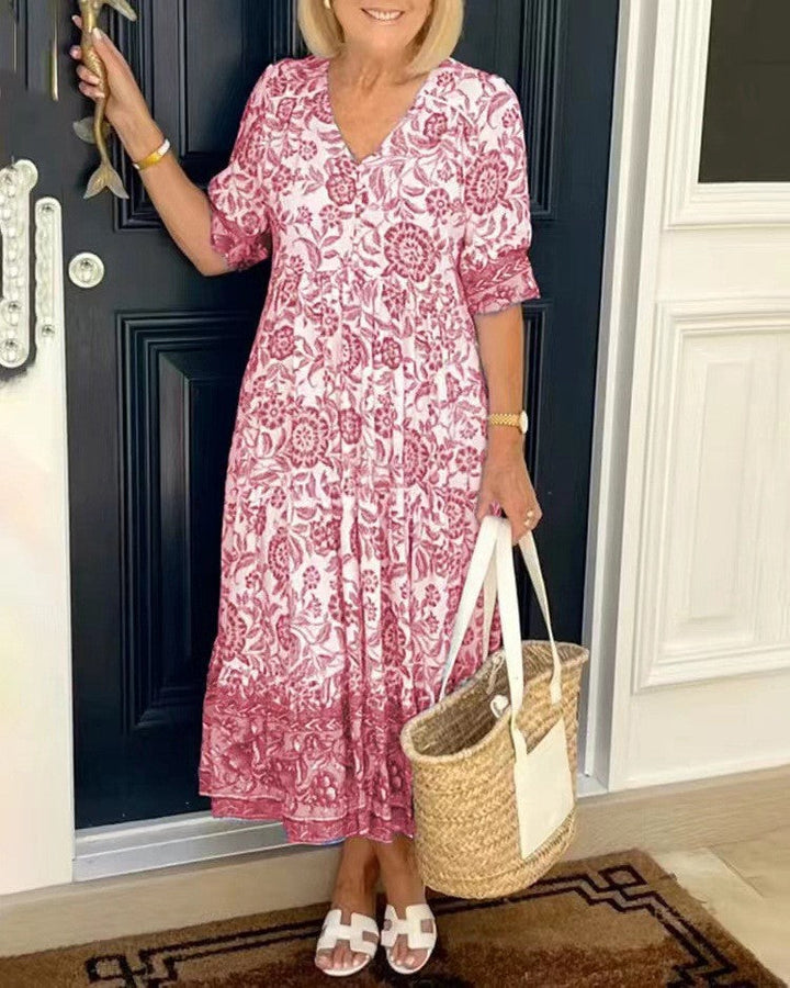 Tallis | Vestido Floral con Escote en V Elegante