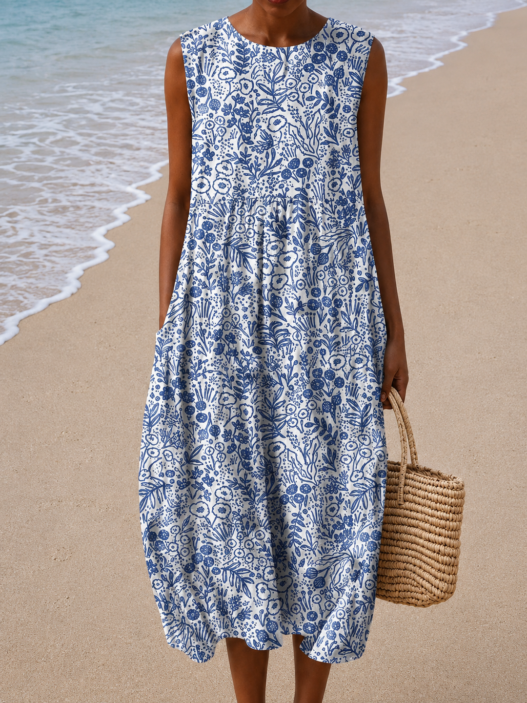Ava - Vestido Midi Sin Mangas de Corte Relajado para Mujeres