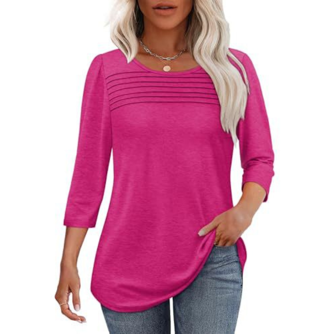 ALLISON | Top de Primavera con Pliegues Frontales Casual