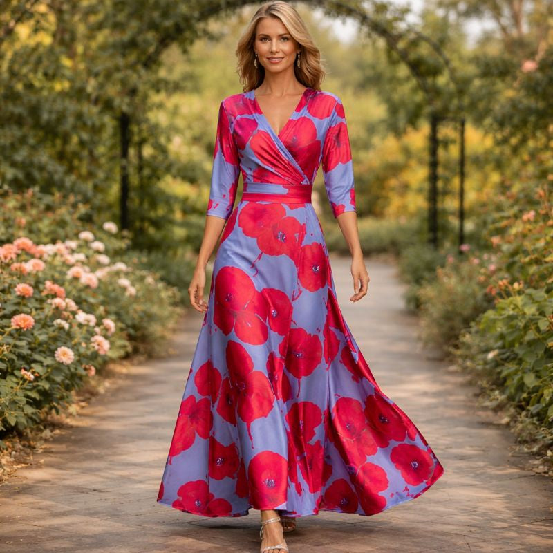 Lillian | Vestido Maxi Fluido Estilo Envolvente