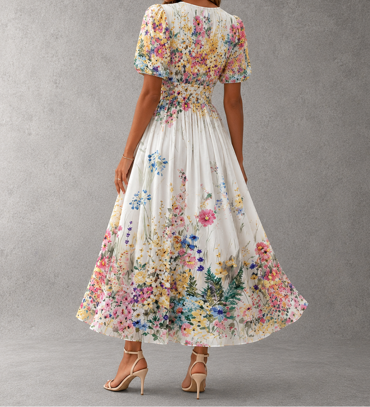 Rosalinda™ | Vestido Maxi Floral de Manga Corta