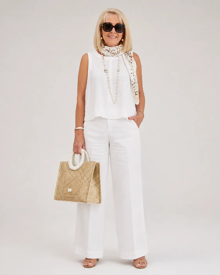 Trinidad™ | Conjunto Blanco Blusa y Pantalón Ancho