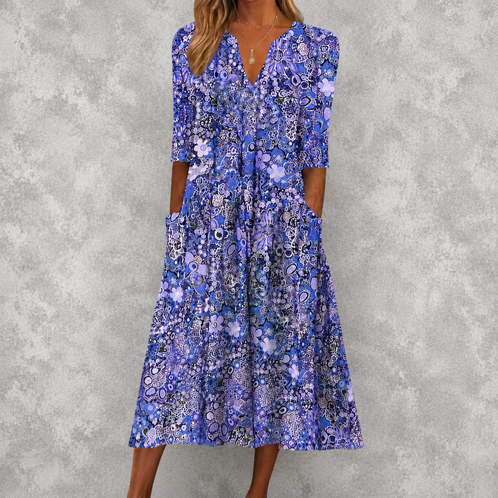 Evelyn | Vestido Midi Elegante Con Bolsillos