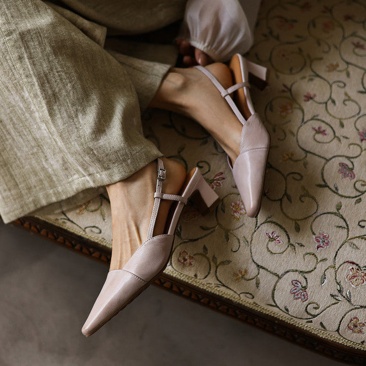Serelle | Tacones de Cuero con Correa en el Talón
