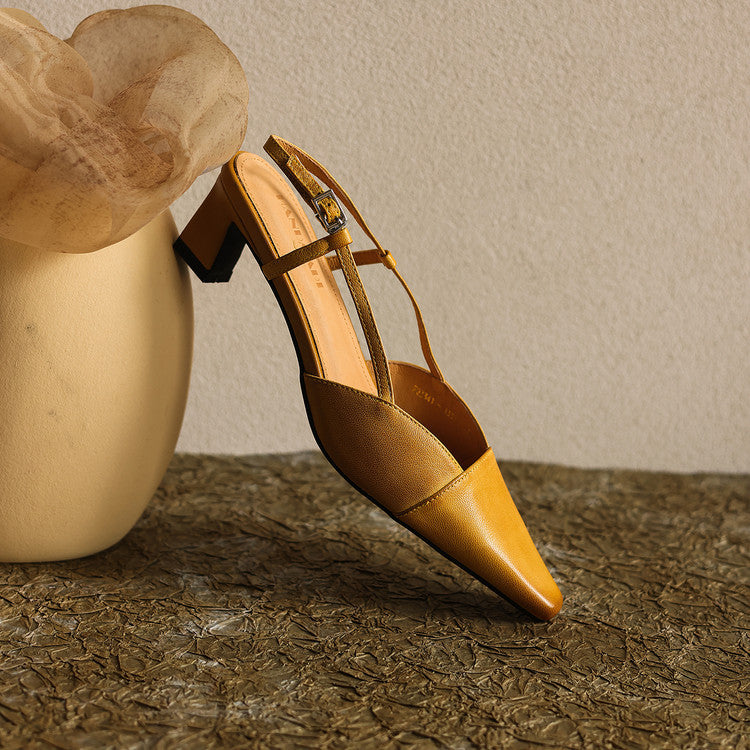 Serelle | Tacones de Cuero con Correa en el Talón