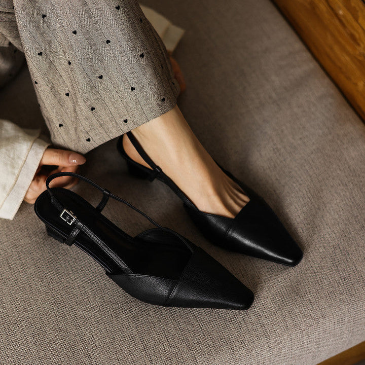 Serelle | Tacones de Cuero con Correa en el Talón