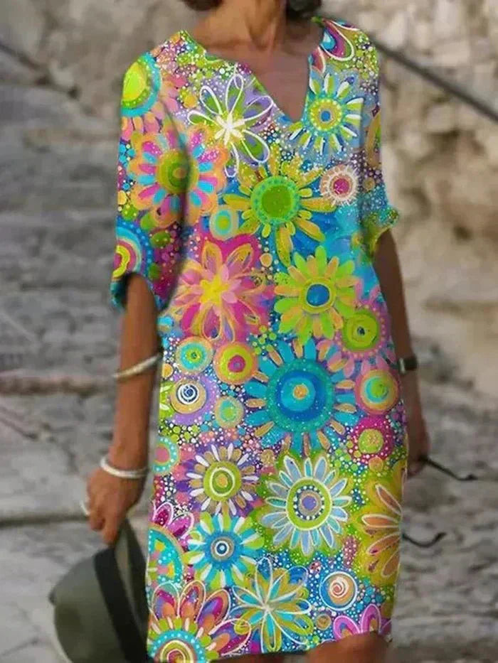 Leila | Vestido Midi Floral Vibrante