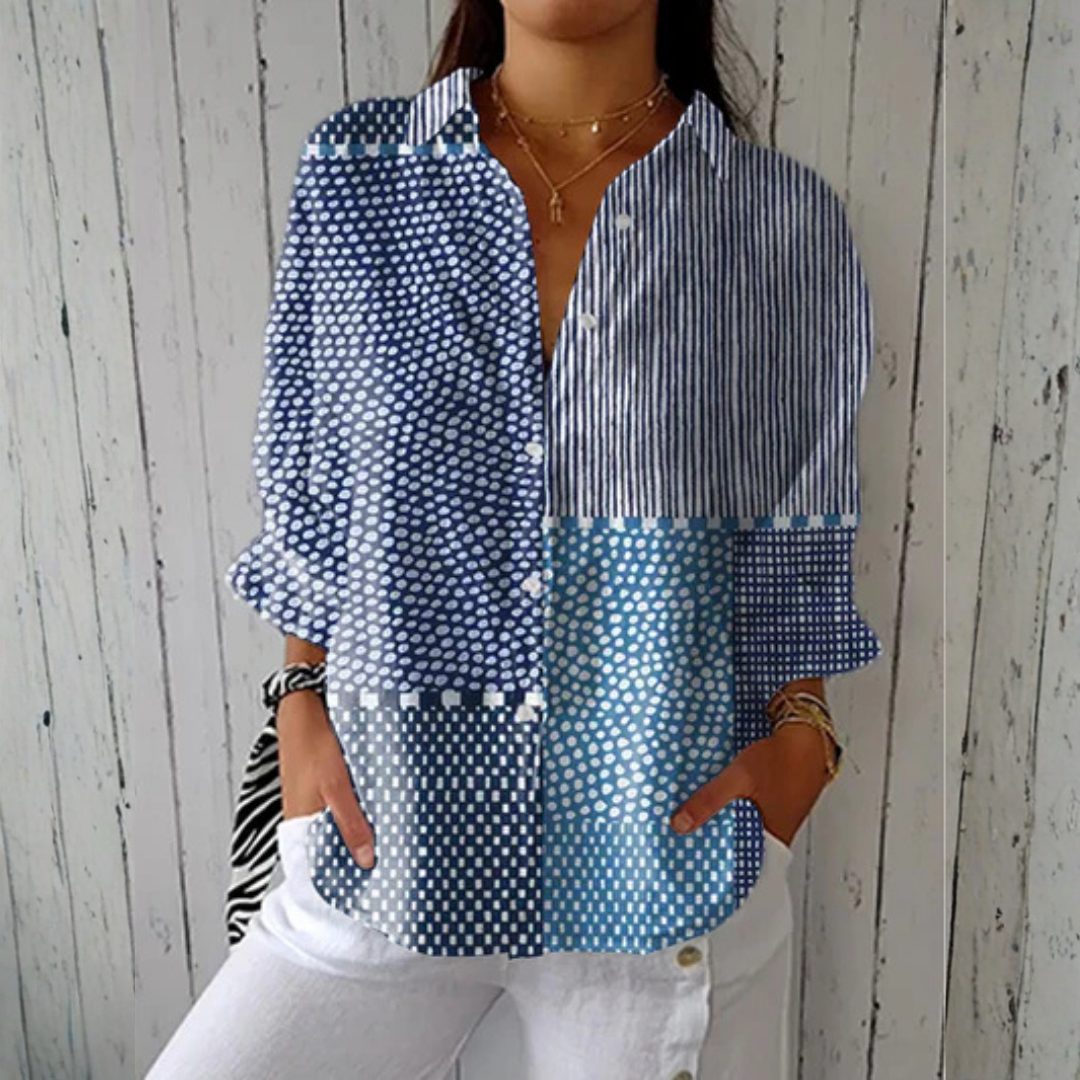 Sophie™ | Blusa de Parchwork Oceánico