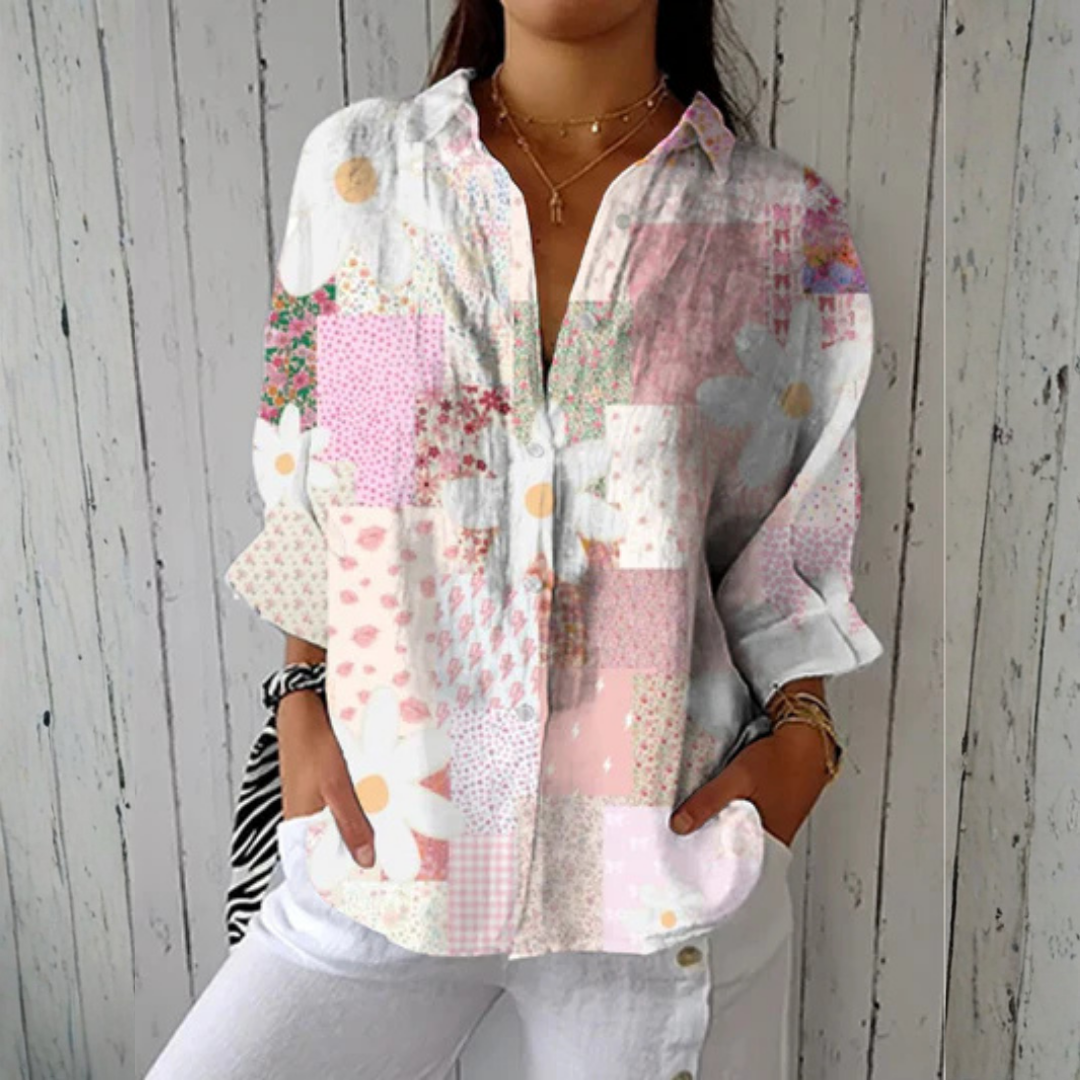 Stephanie™ | Blusa de Margaritas en Patchwork
