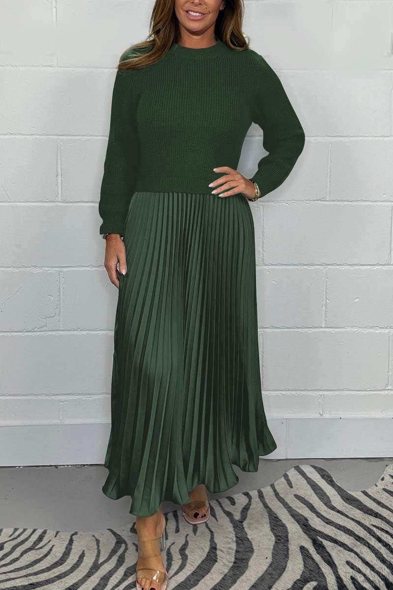 Claudia - Vestido maxi con suéter y falda plisada