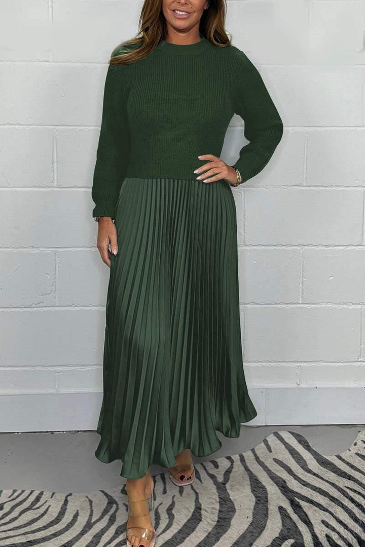 Claudia - Vestido maxi con suéter y falda plisada