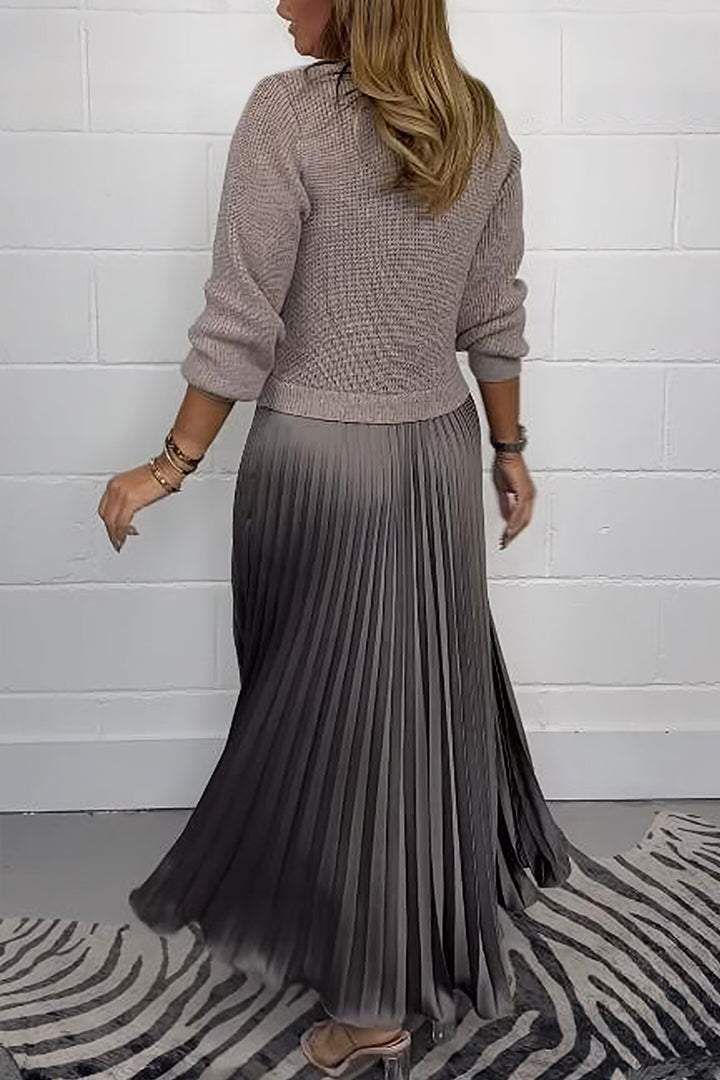 Claudia - Vestido maxi con suéter y falda plisada