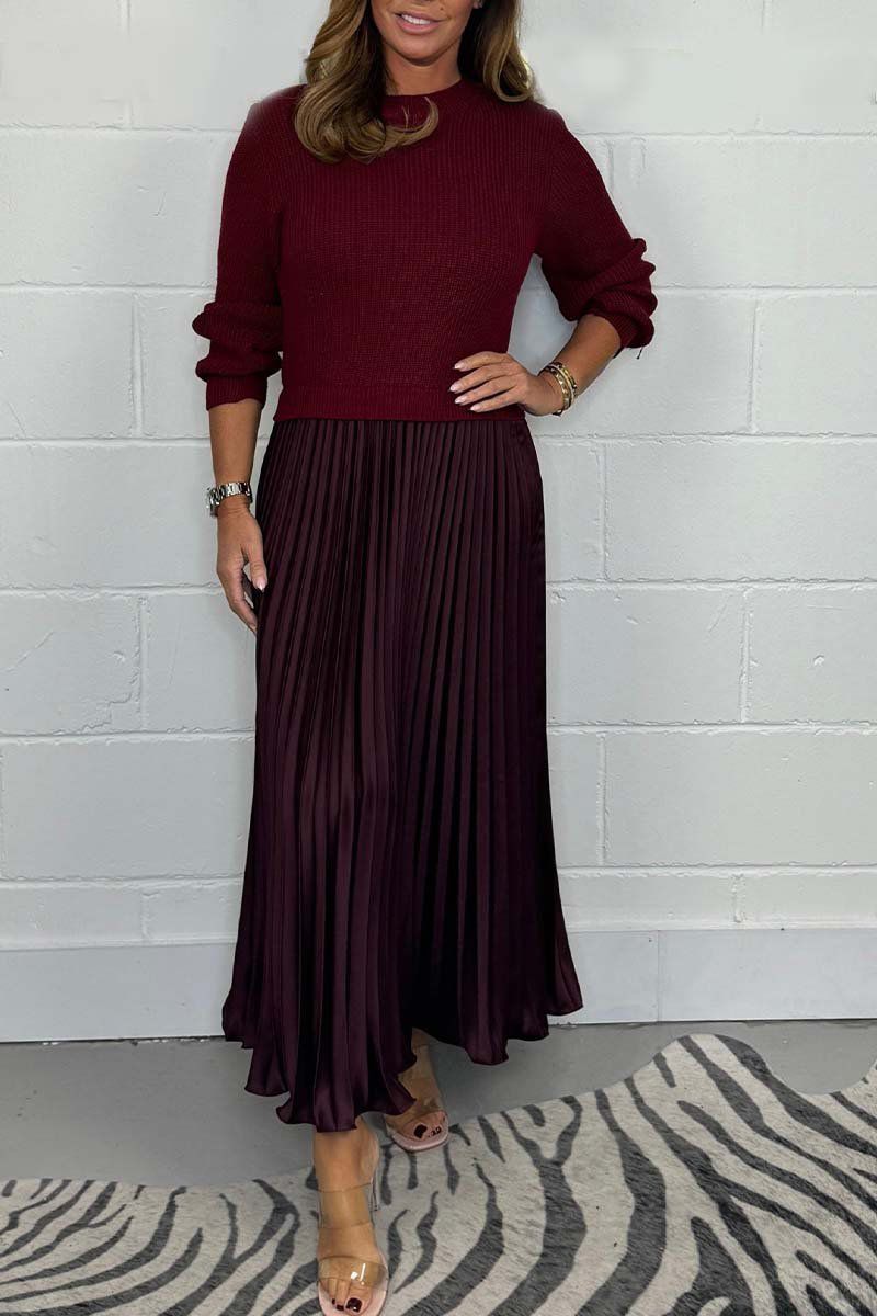 Claudia - Vestido maxi con suéter y falda plisada