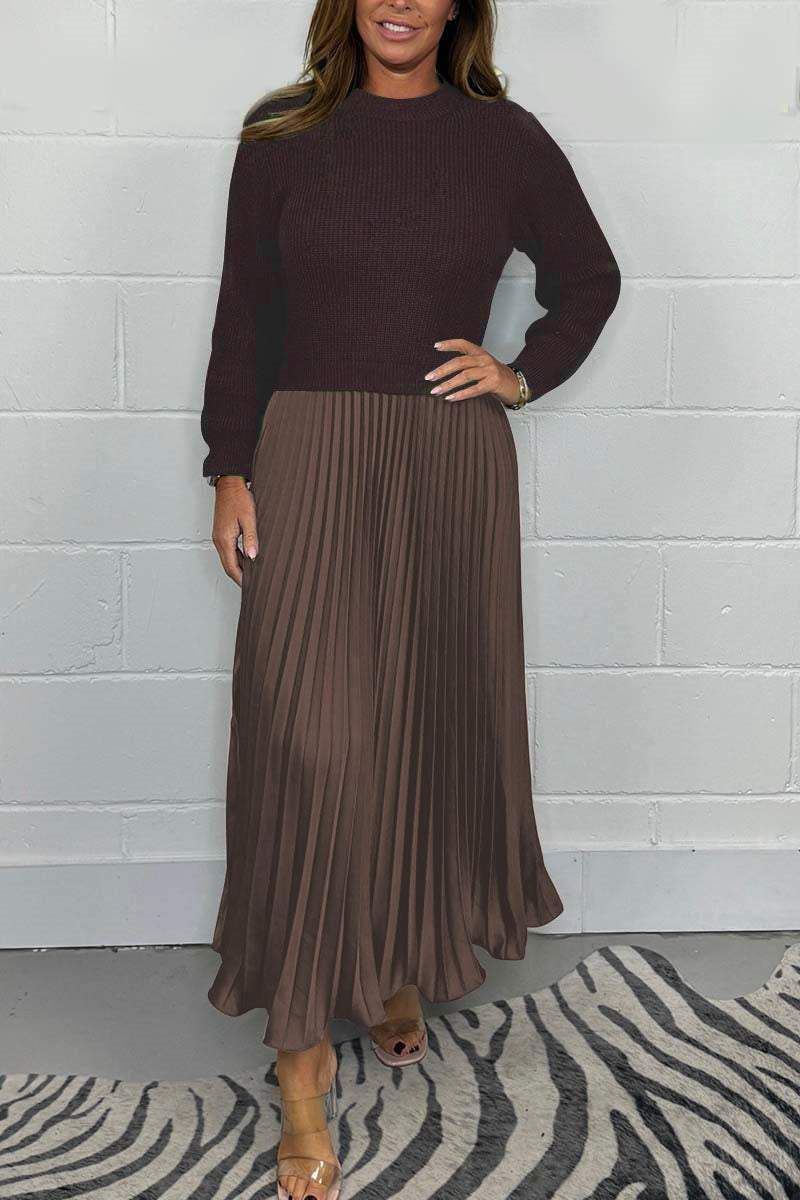 Claudia - Vestido maxi con suéter y falda plisada