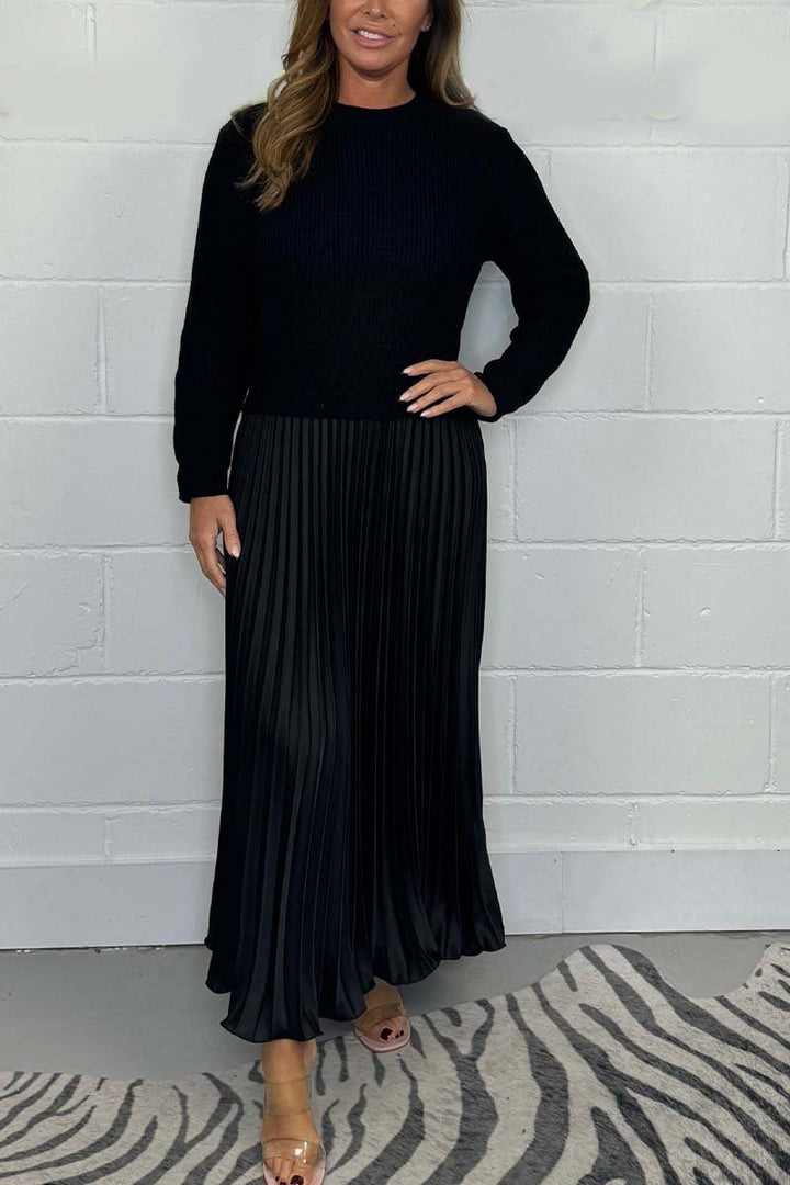 Claudia - Vestido maxi con suéter y falda plisada