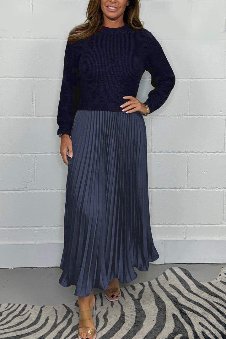 Claudia - Vestido maxi con suéter y falda plisada