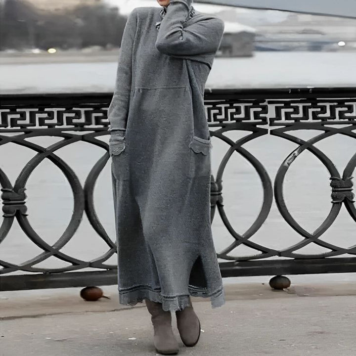 Vestido Maxi de Punto Mara – Vestido de Invierno Oversized de Manga Larga y Cómodo