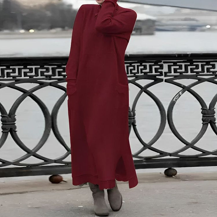 Vestido Maxi de Punto Mara – Vestido de Invierno Oversized de Manga Larga y Cómodo