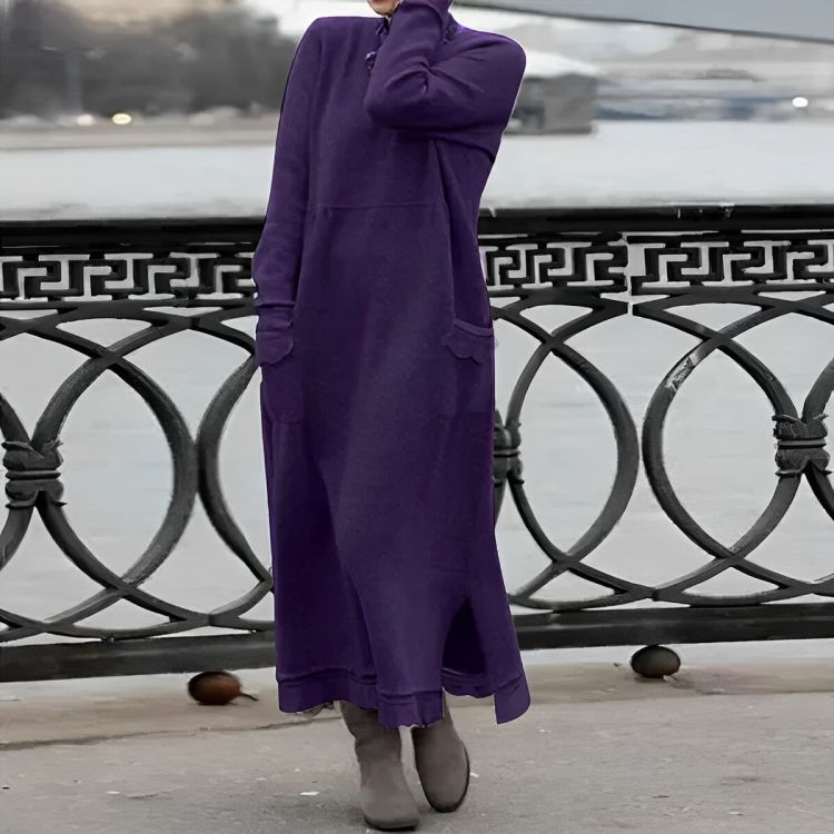Vestido Maxi de Punto Mara – Vestido de Invierno Oversized de Manga Larga y Cómodo