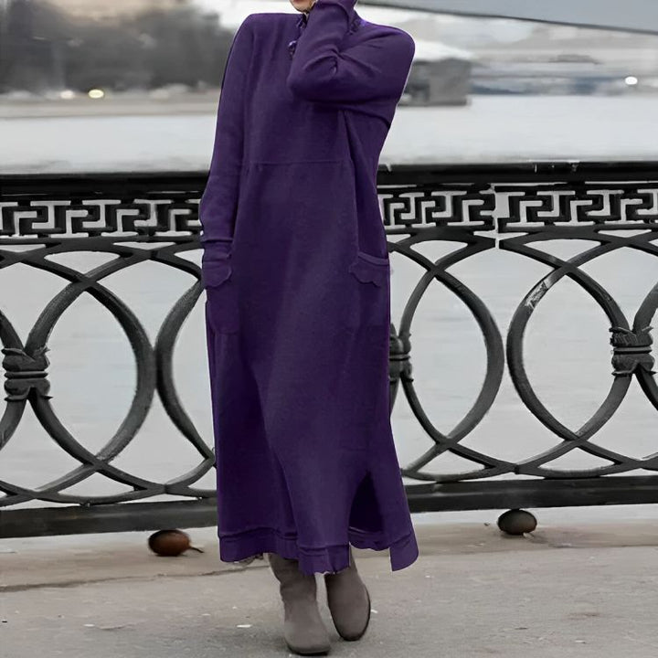 Vestido Maxi de Punto Mara – Vestido de Invierno Oversized de Manga Larga y Cómodo