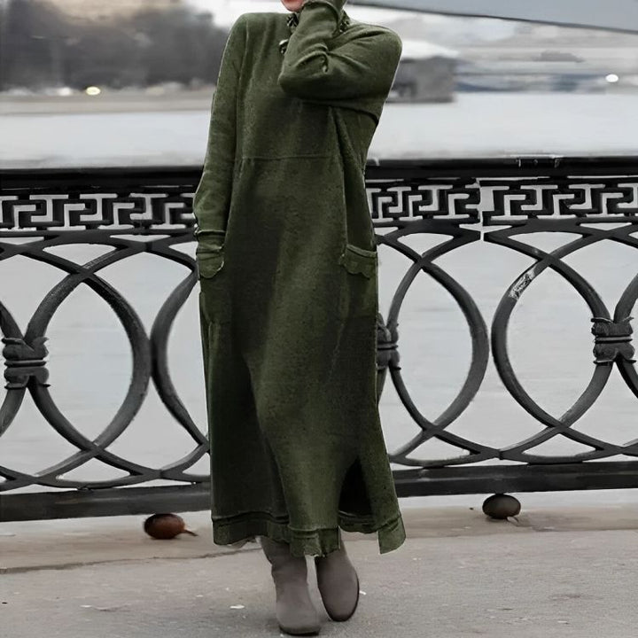 Vestido Maxi de Punto Mara – Vestido de Invierno Oversized de Manga Larga y Cómodo