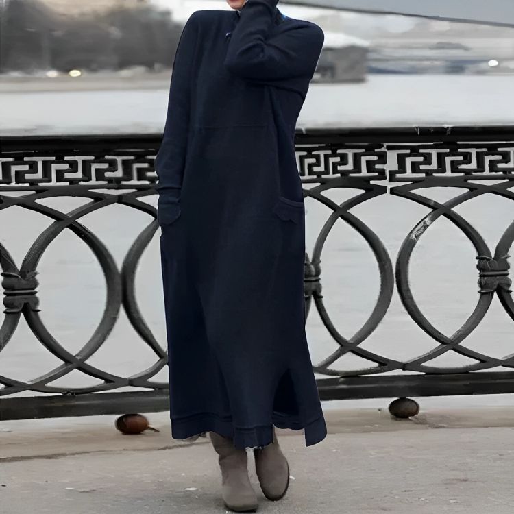 Vestido Maxi de Punto Mara – Vestido de Invierno Oversized de Manga Larga y Cómodo