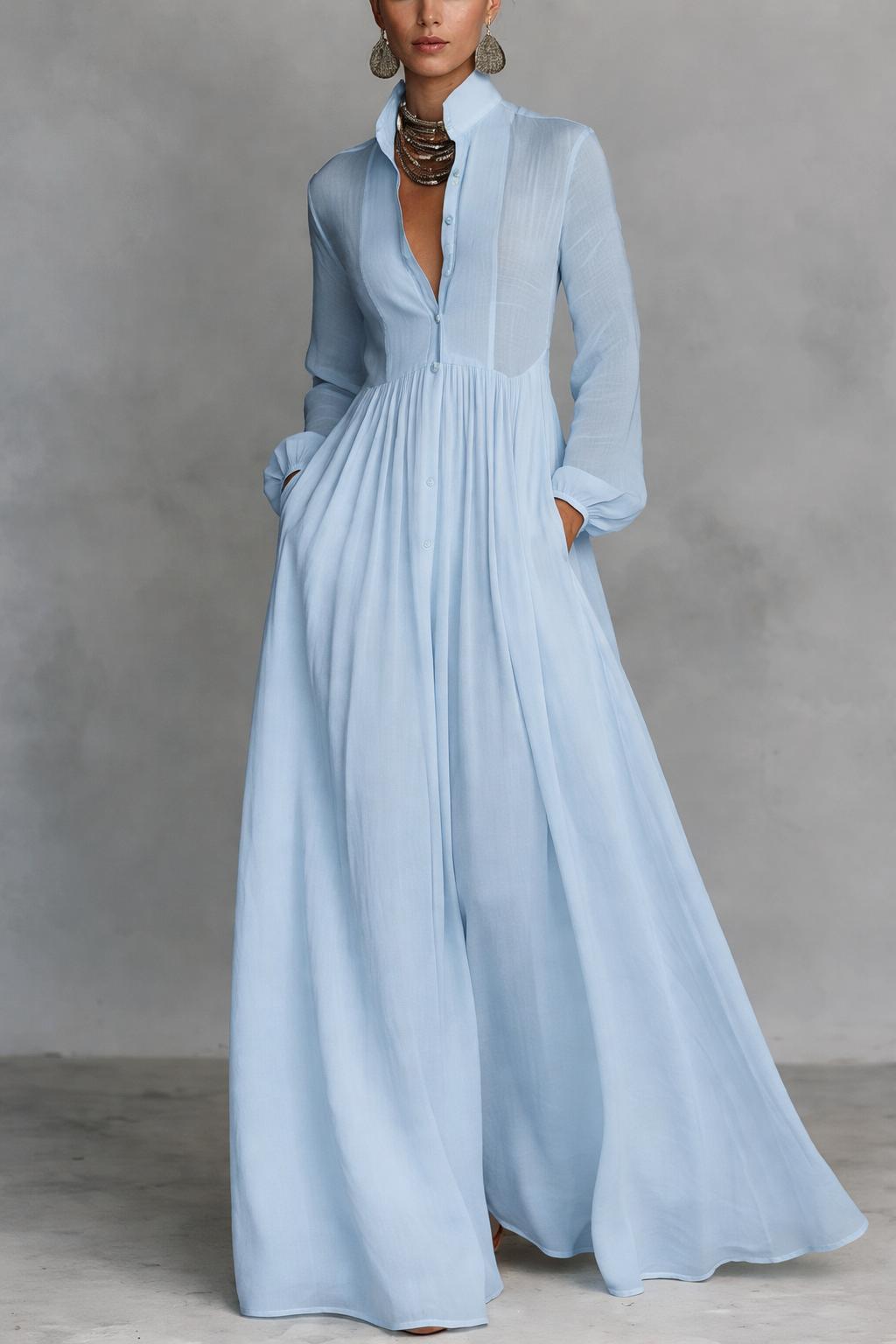 Serena - Vestido Maxi de Botones Fluidos