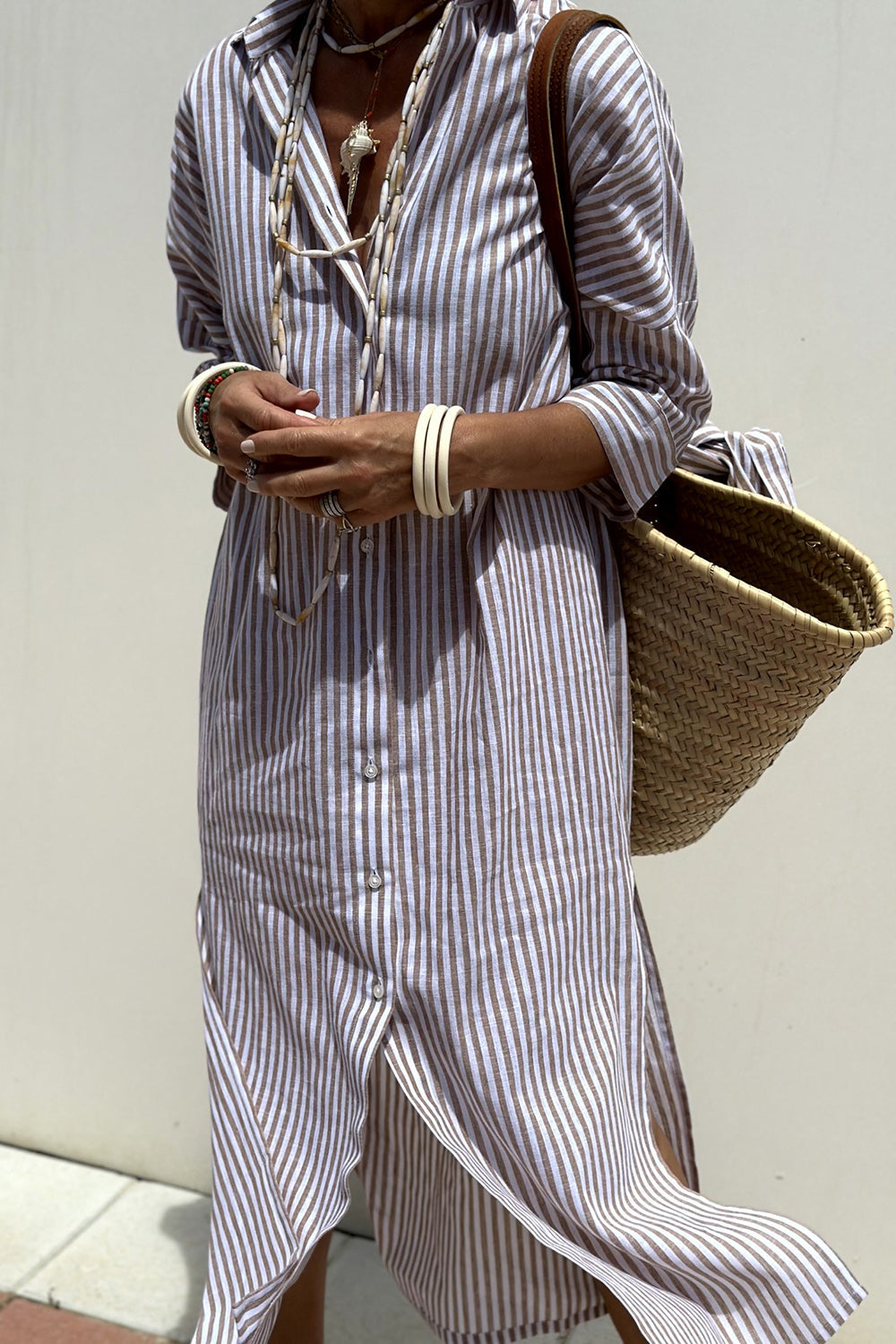 Kelly | Vestido Camisero Rayado con Confort Elegante