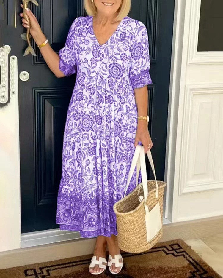 Tallis | Vestido Floral con Escote en V Elegante