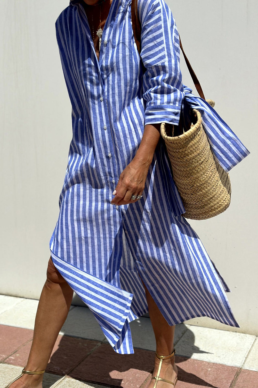 Kelly | Vestido Camisero Rayado con Confort Elegante