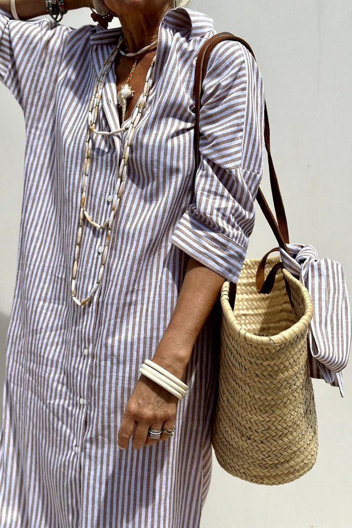 Kelly | Vestido Camisero Rayado con Confort Elegante