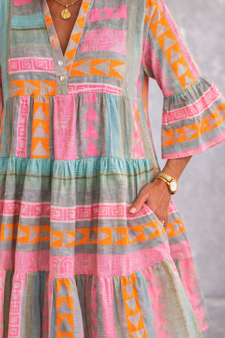 Lucy | Vestido Midi Fluido con Patrón