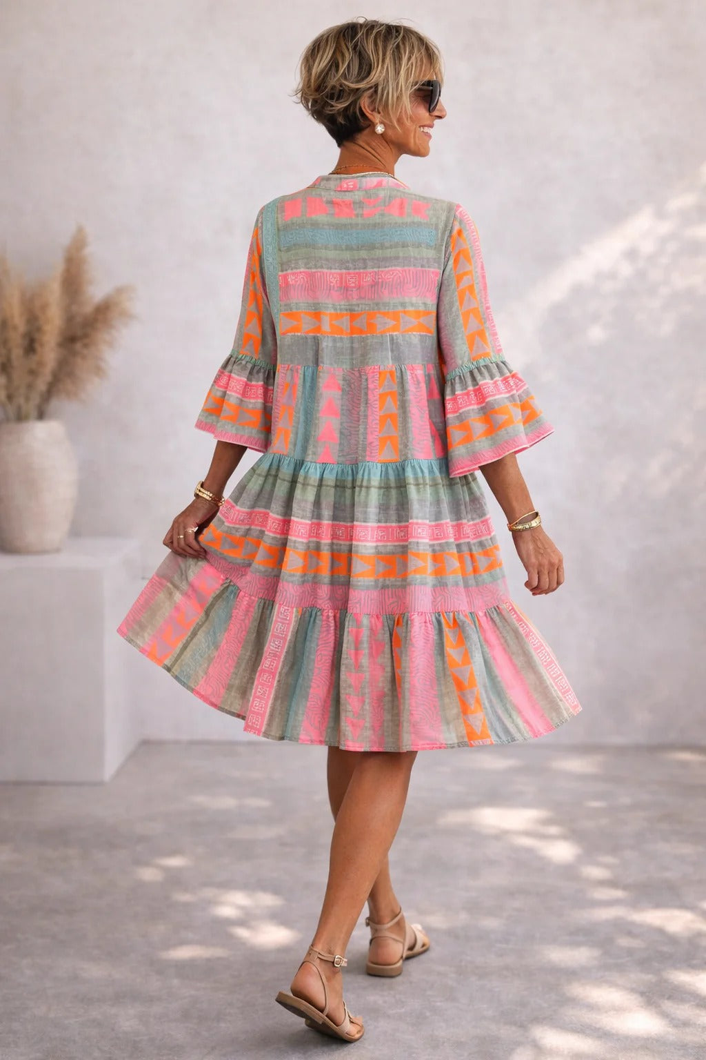 Lucy | Vestido Midi Fluido con Patrón
